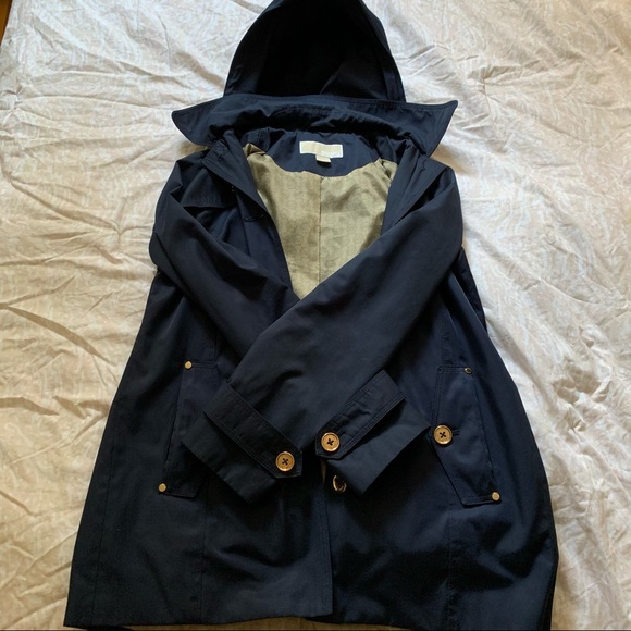 Michael Kors navy blue rain coat/trench coat - Picture 3 of 6